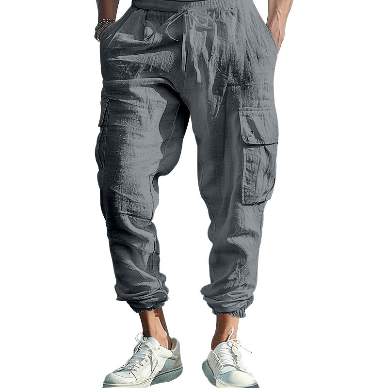 Herren luftige Cargo-Hose mit elastischem Bund und seitlichen Taschen