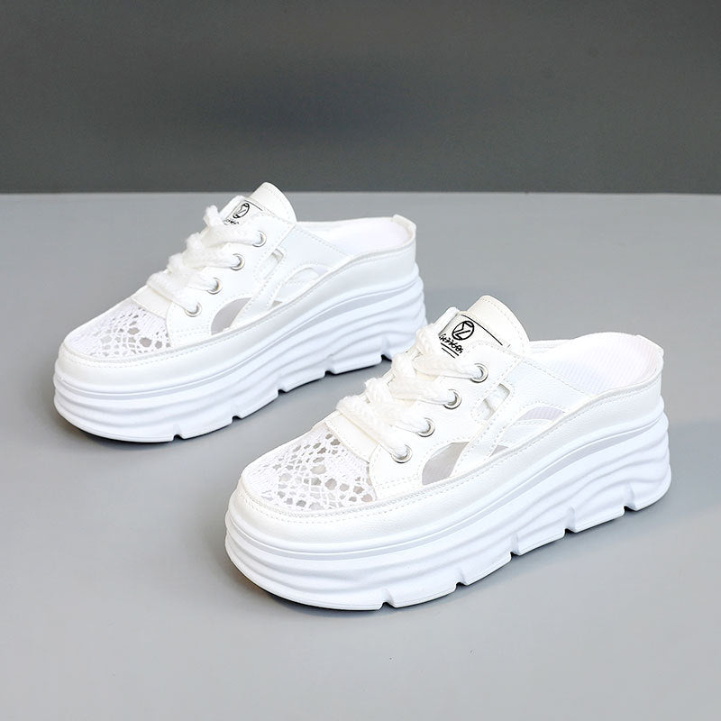 Damen Sportliche Plateau-Sneaker mit atmungsaktiver Mesh-Oberfläche Shopnory