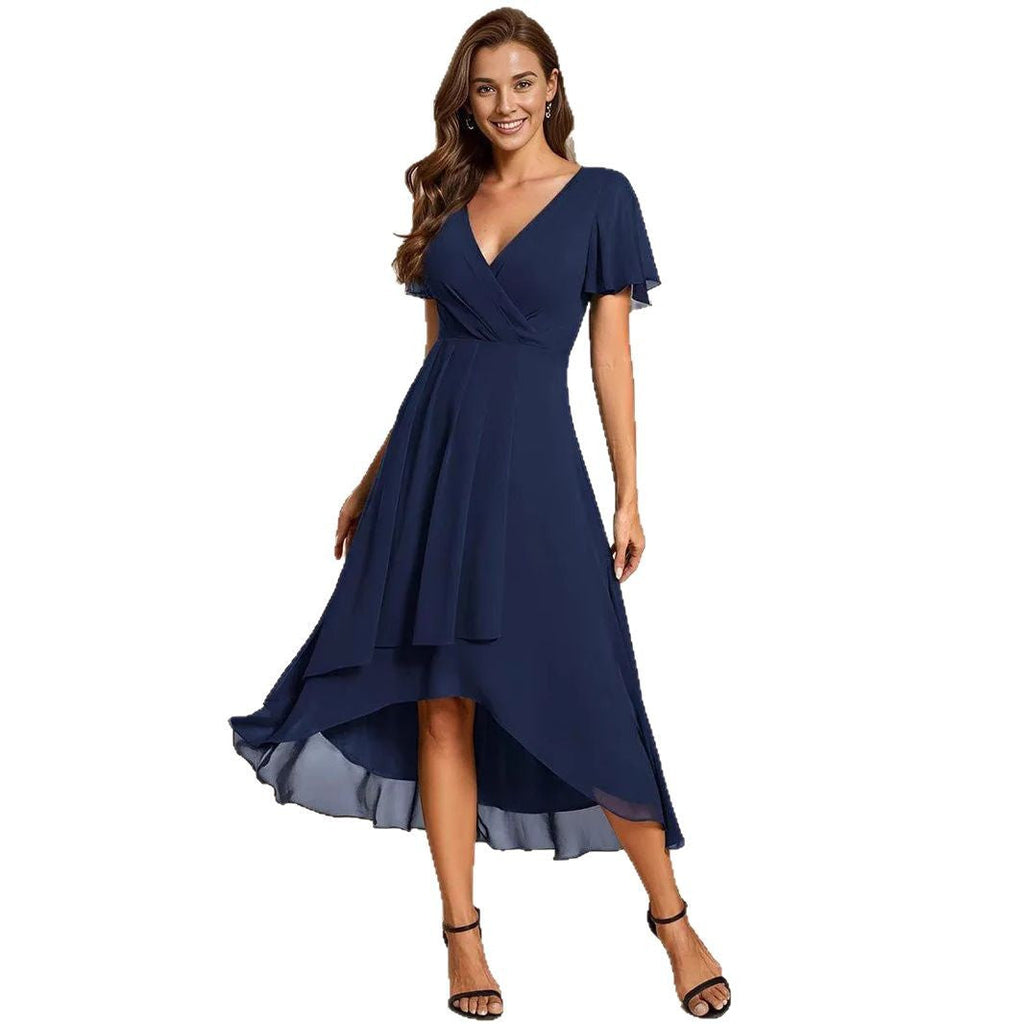 Damen Elegantes Wickelkleid mit asymmetrischem Saum ShopNory