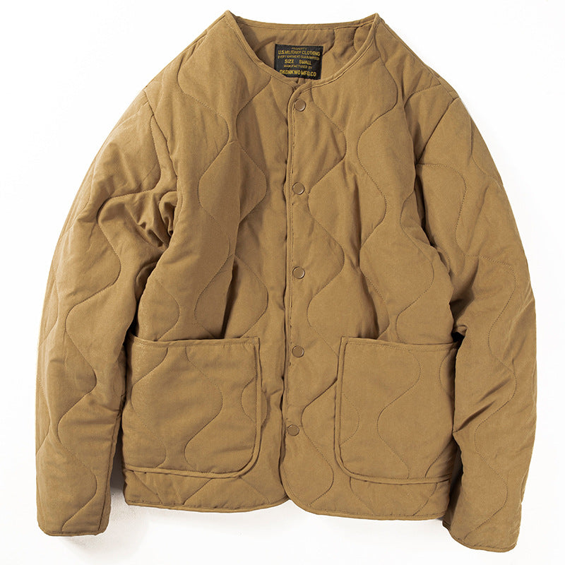 Herren Gepolsterte Steppjacke ohne Kragen mit Rundhalsausschnitt und aufgesetzten Taschen Shop Nory