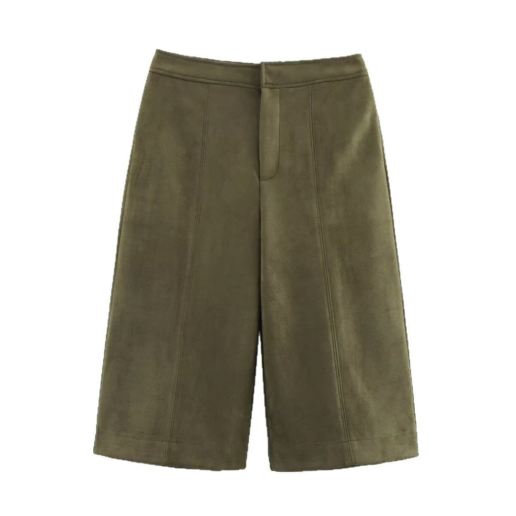 Damen weite Culotte mit eleganter Veloursstruktur und praktischen Taschen