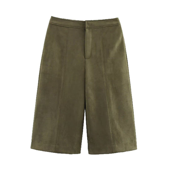 Damen weite Culotte mit eleganter Veloursstruktur und praktischen Taschen