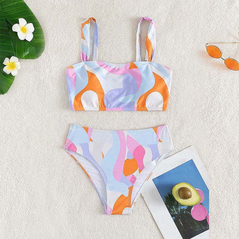 Damen Zweiteiliges Bikini-Set mit trendigem geometrischen Muster Shopnory