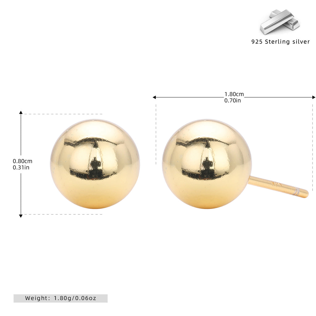 Damen Ohrstecker aus 925 Sterling Silber mit glänzenden Kugeldesign Shop Nory