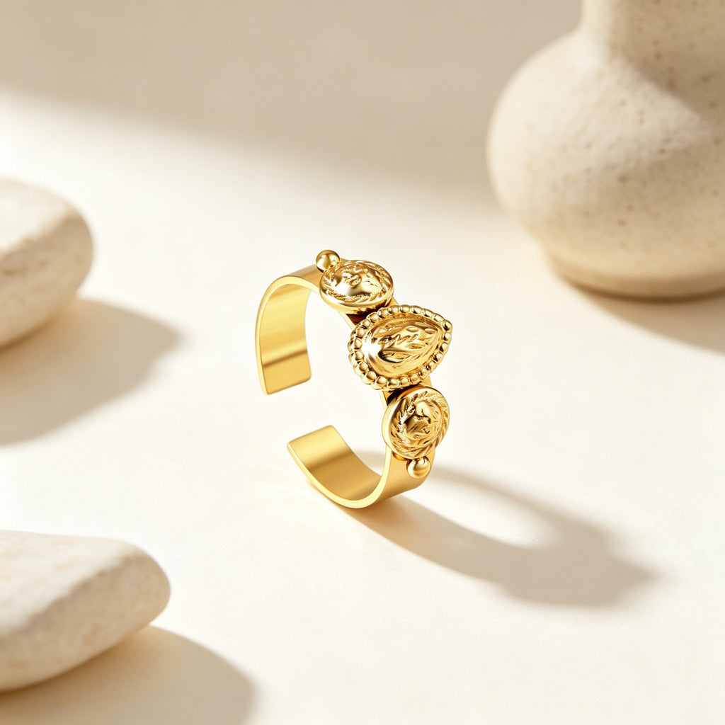 Damen regulierbarer Ring mit kunstvollem Motiv Shop Nory