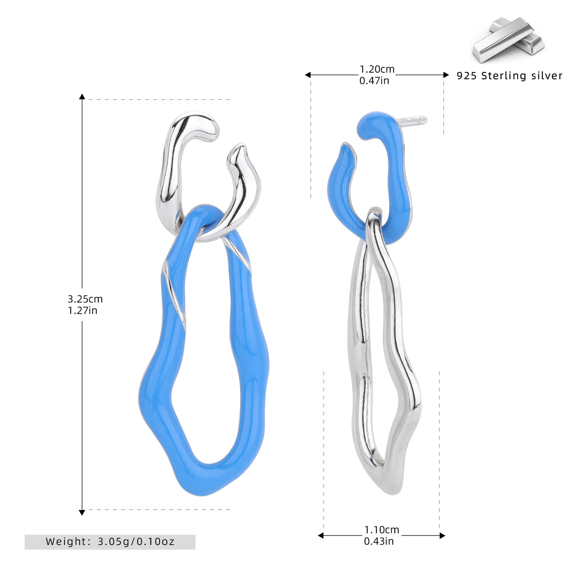 Damen Ohrhänger mit kreativem, geschwungenem Design aus 925 Sterling Silber Shop Nory