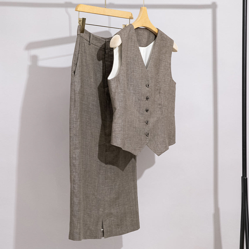 Damen Taillierter Midirock im Bleistift-Schnitt mit Frontschlitz und Gürtelschlaufen Shop Nory