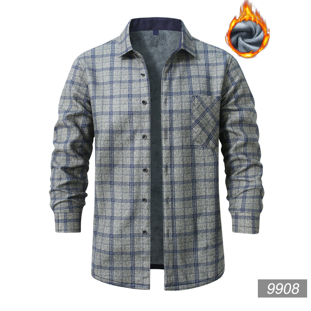 Herren kariertes Flanellhemd mit wärmender Fleece-Innenlage und aufgesetzter Brusttasche Shop Nory