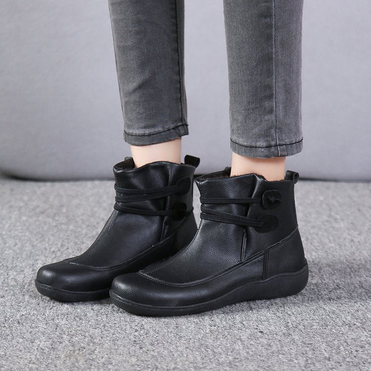 Damen Komfortable Leder-Stiefeletten mit Klettverschluss und dämpfender Gummisohle Shop Nory