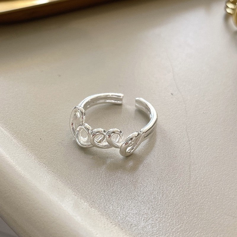Damen Offener Ring mit kunstvollem Kettenmuster Shop Nory