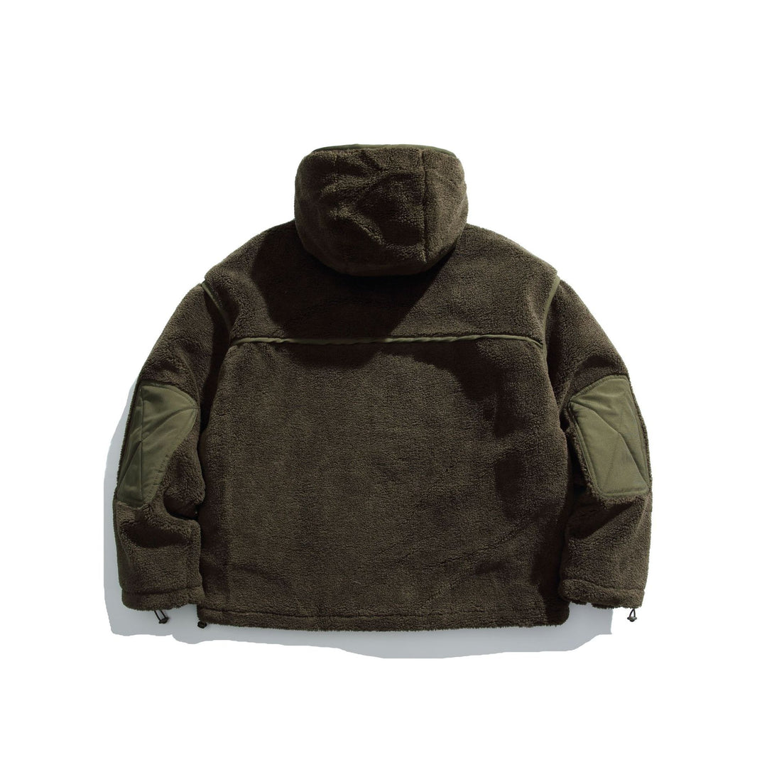 Unisex Gefütterte Fleece-Utility-Jacke mit Kapuze und XXL-Pattentaschen Shop Nory