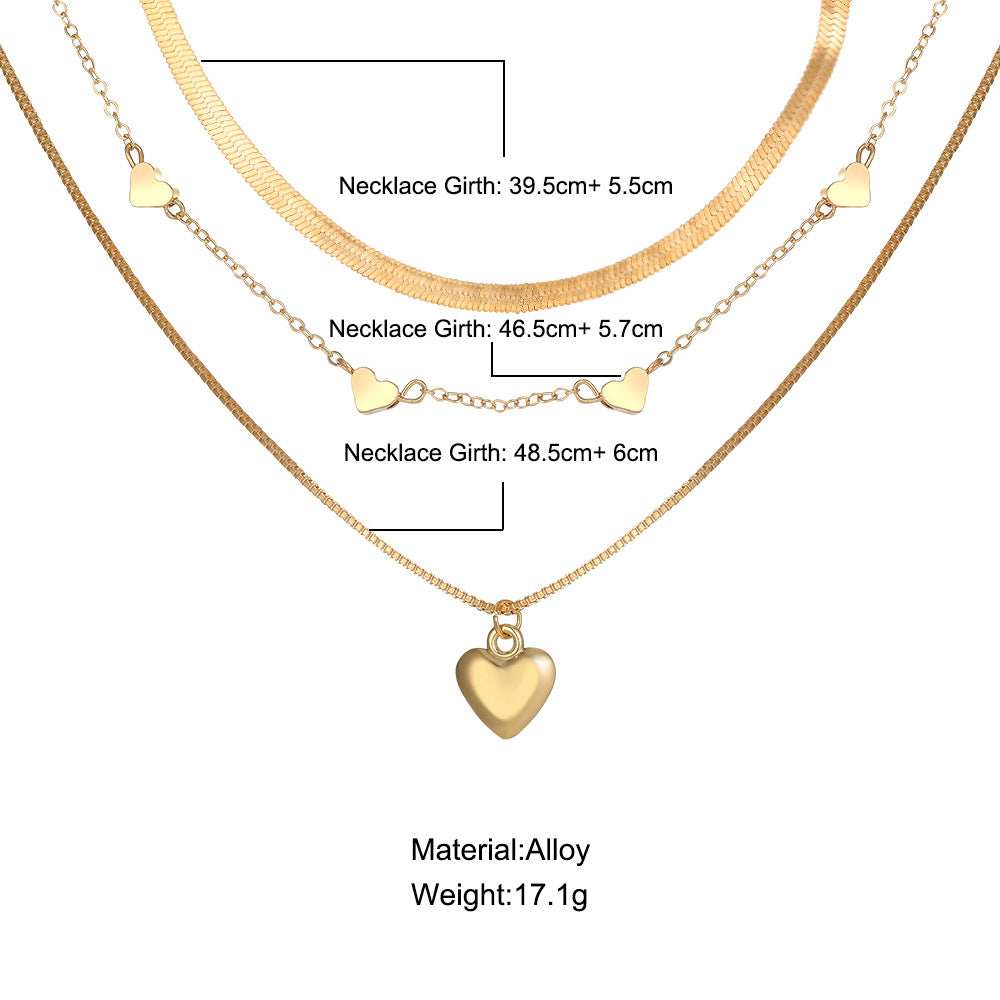 Damen Halsketten-Set mit zarten Herzanhängern und eleganten Gliederketten Shop Nory