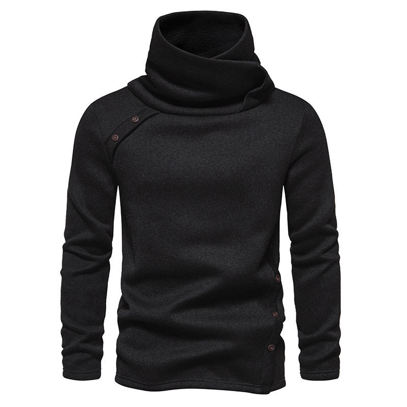 Herren modisches Kapuzenpullover mit asymmetrischem Design und Knopfdetails