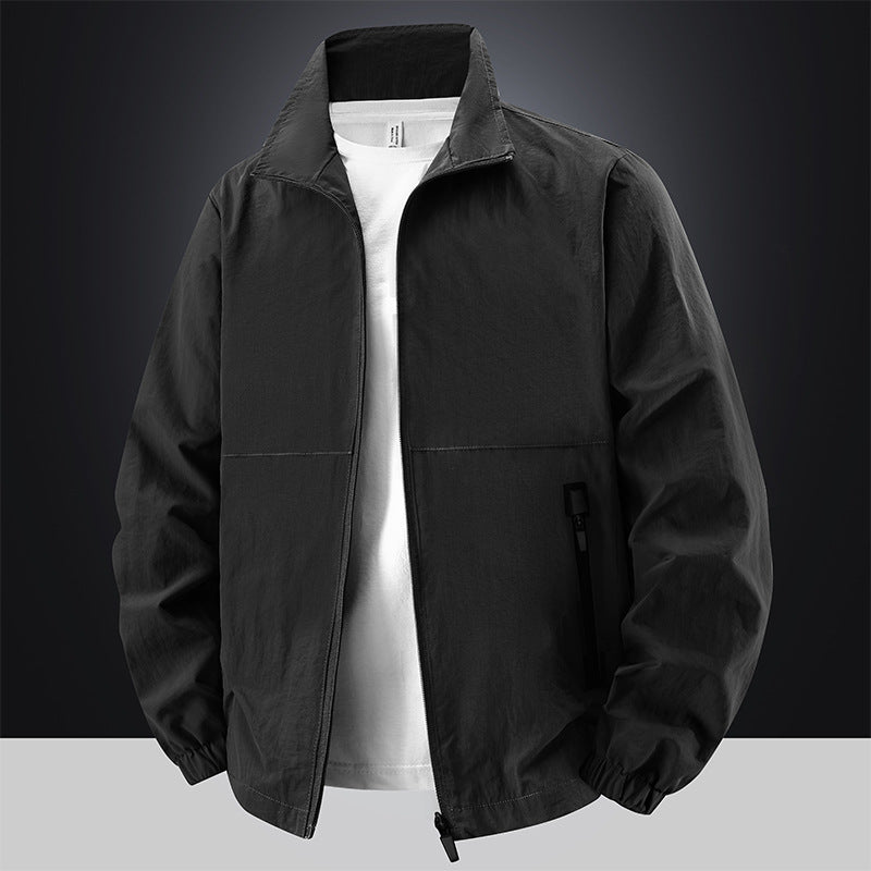 Herren Leichte Baumwoll-Mix-Übergangsjacke mit Stehkragen und verdecktem Reißverschluss Shop Nory