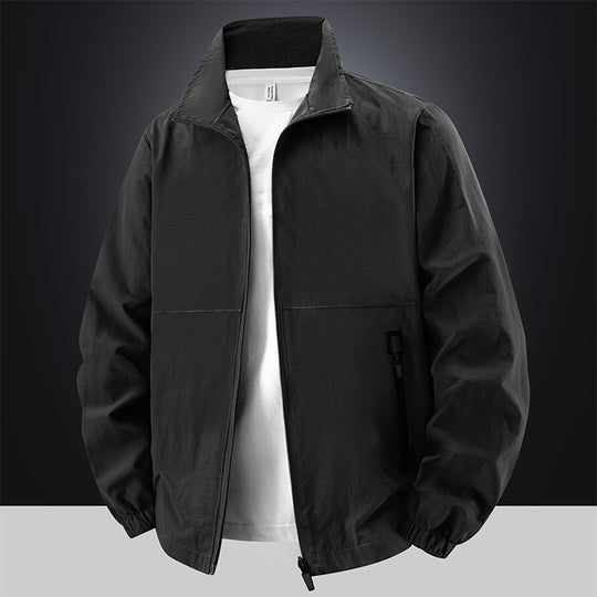 Herren Leichte Baumwoll-Mix-Übergangsjacke mit Stehkragen und verdecktem Reißverschluss Shop Nory
