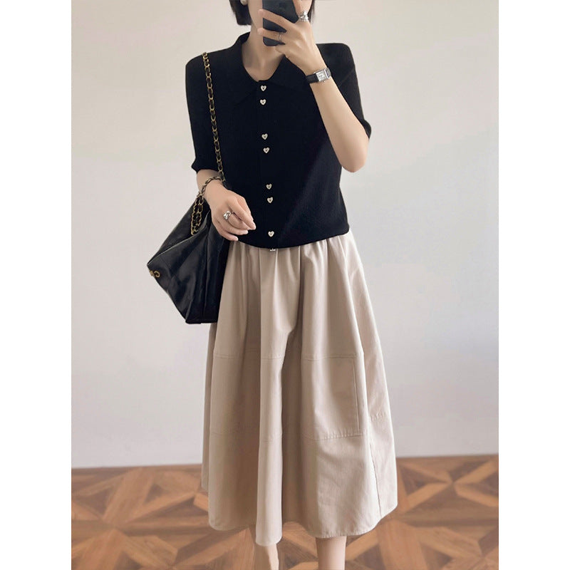 Damen Eleganter, weit geschnittener Midirock Shop Nory