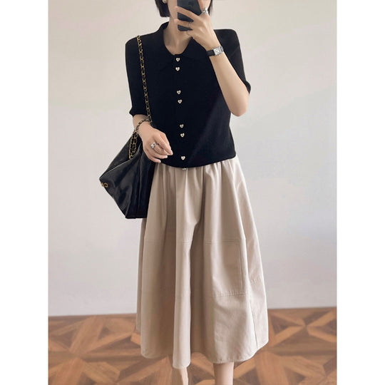 Damen Eleganter, weit geschnittener Midirock Shop Nory