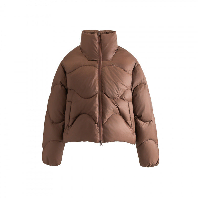 Damen Kurze gesteppte Steppjacke mit hohem Kragen und wellenförmiger Steppung Shop Nory