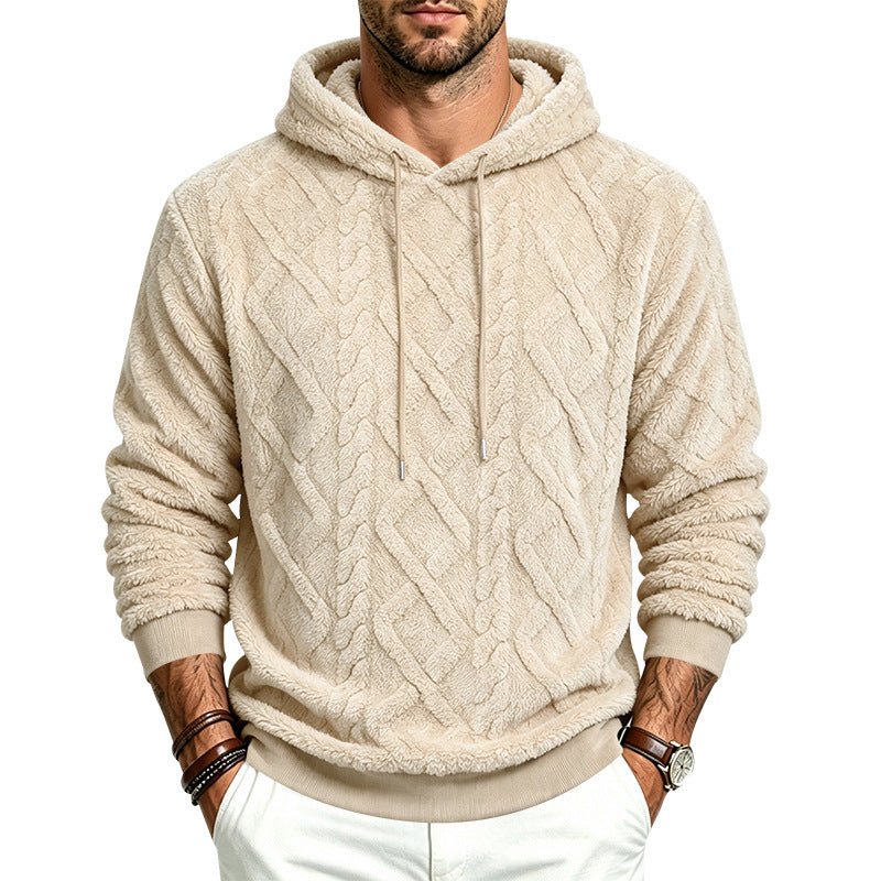 Herren Kuscheliger Sherpa-Kapuzenpullover mit Zopfstruktur und Rippbündchen Shop Nory