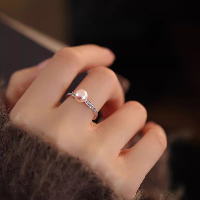 Damen zierlicher Ring mit eleganter Perle und funkelnden Zirkonia-Shop Nory