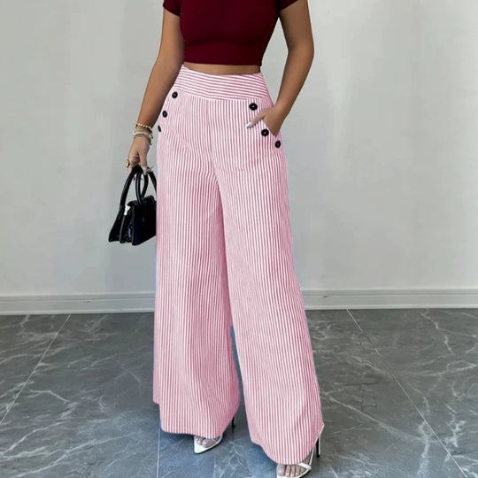 Damen nan hochgeschnittene Palazzo-Hose mit maritimen Knopfdetails und weitem Bein Shop Nory