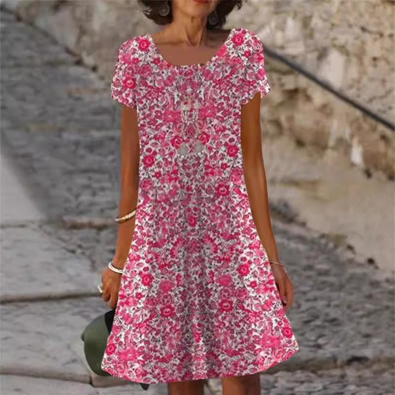 Damen lässiges Sommerkleid mit modernen Mustern und femininem Schnitt