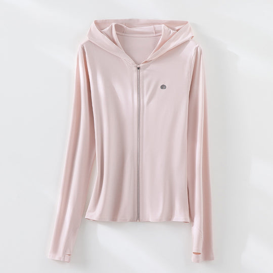 Damen Ultraleichte UV-Schutz-Kapuzenjacke mit durchgehendem Reißverschluss und Daumenschlaufen Shop Nory