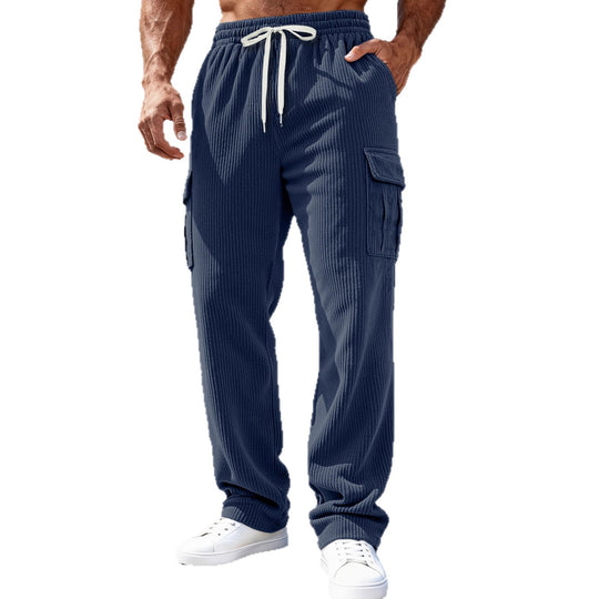 Herren Gerippte Cargo-Freizeithose mit Tunnelzug und Elastikbund Shop Nory
