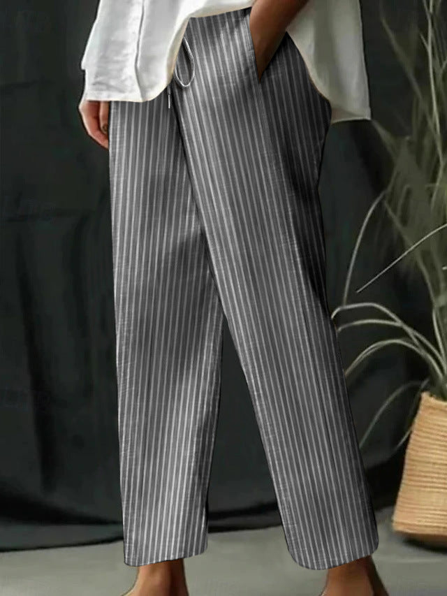 Damen Freizeithose mit gestreiftem Design und komfortablem Bund