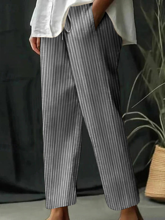 Damen Freizeithose mit gestreiftem Design und komfortablem Bund
