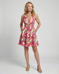 Damen Sommerkleid V-Ausschnitt mit Volantrock