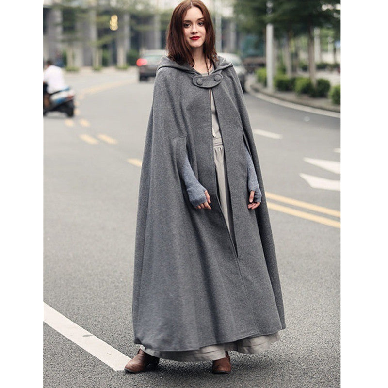 Damen elegante Kapuzenumhang mit verstellbarem Verschluss