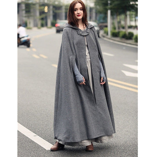 Damen elegante Kapuzenumhang mit verstellbarem Verschluss
