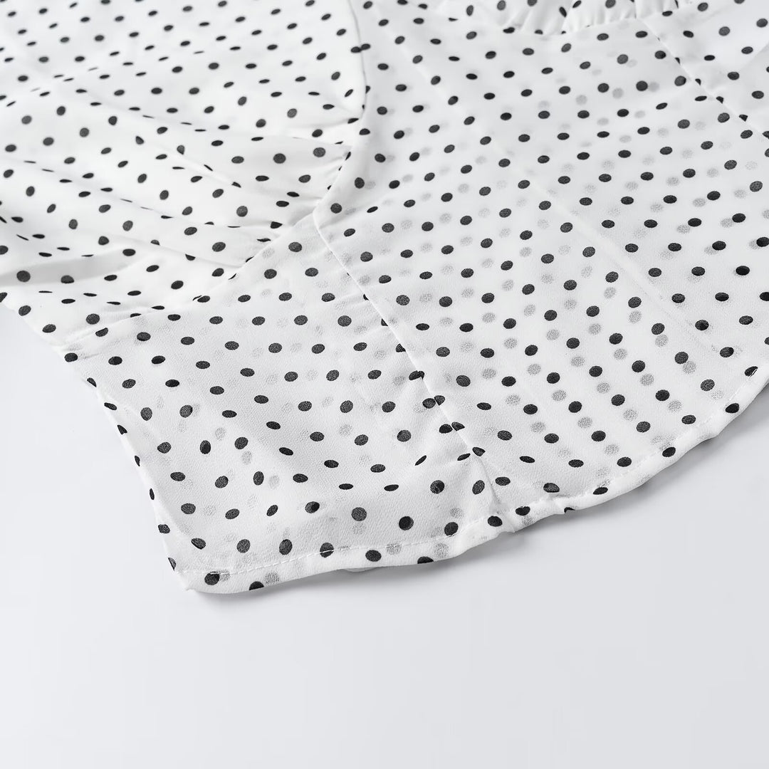 Damen Wickelbluse mit Bindeschal, V-Ausschnitt und Polka-Dot-Optik Shop Nory