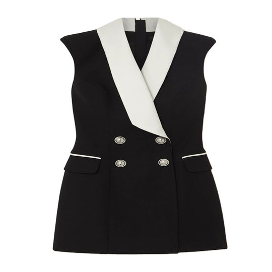 Damen Tailliertes ärmelloses Blazerkleid im Smoking‑Look mit Schalkragen Shop Nory