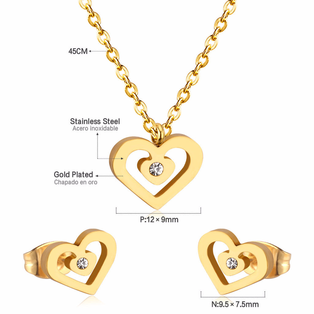 Damen Schmuckset mit Herzanhänger und Ohrringen aus hochwertigem Edelstahl Shop Nory