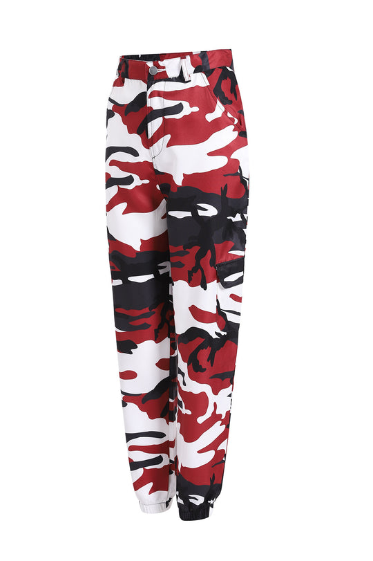 Damen Cargohose mit Camouflage‑Print, elastischem Bund und Beinbündchen Shop Nory