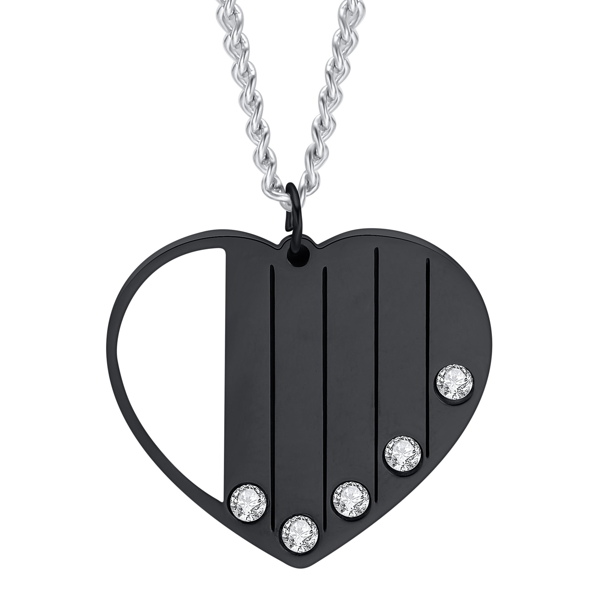 Damen Halskette mit stilvollem Herzanhänger und funkelnden Zirkonia Shop Nory