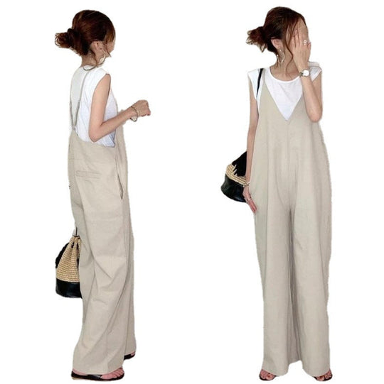 Damen Weit geschnittene Latzhose im Boho-Stil Shopnory
