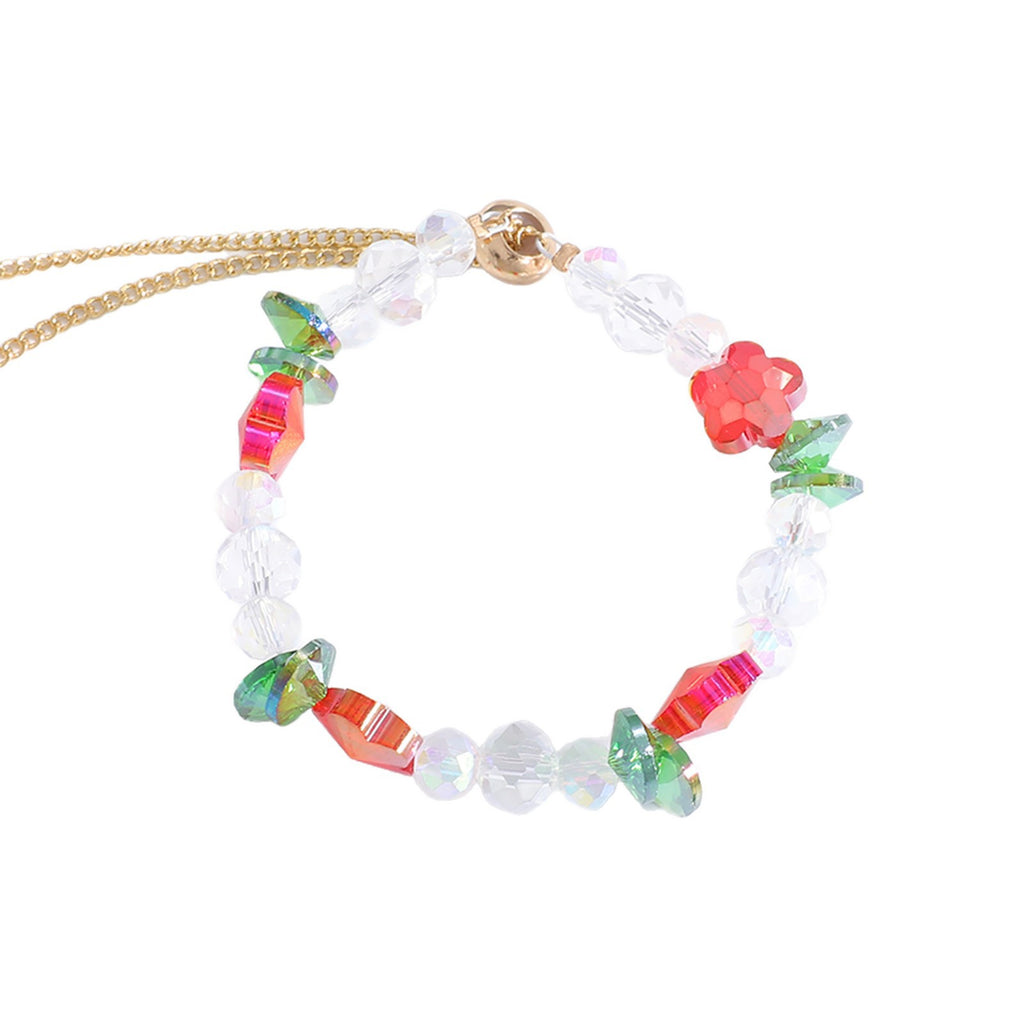 Damen Halskette mit funkelnden Kristallperlen und floralen Akzenten Shop Nory
