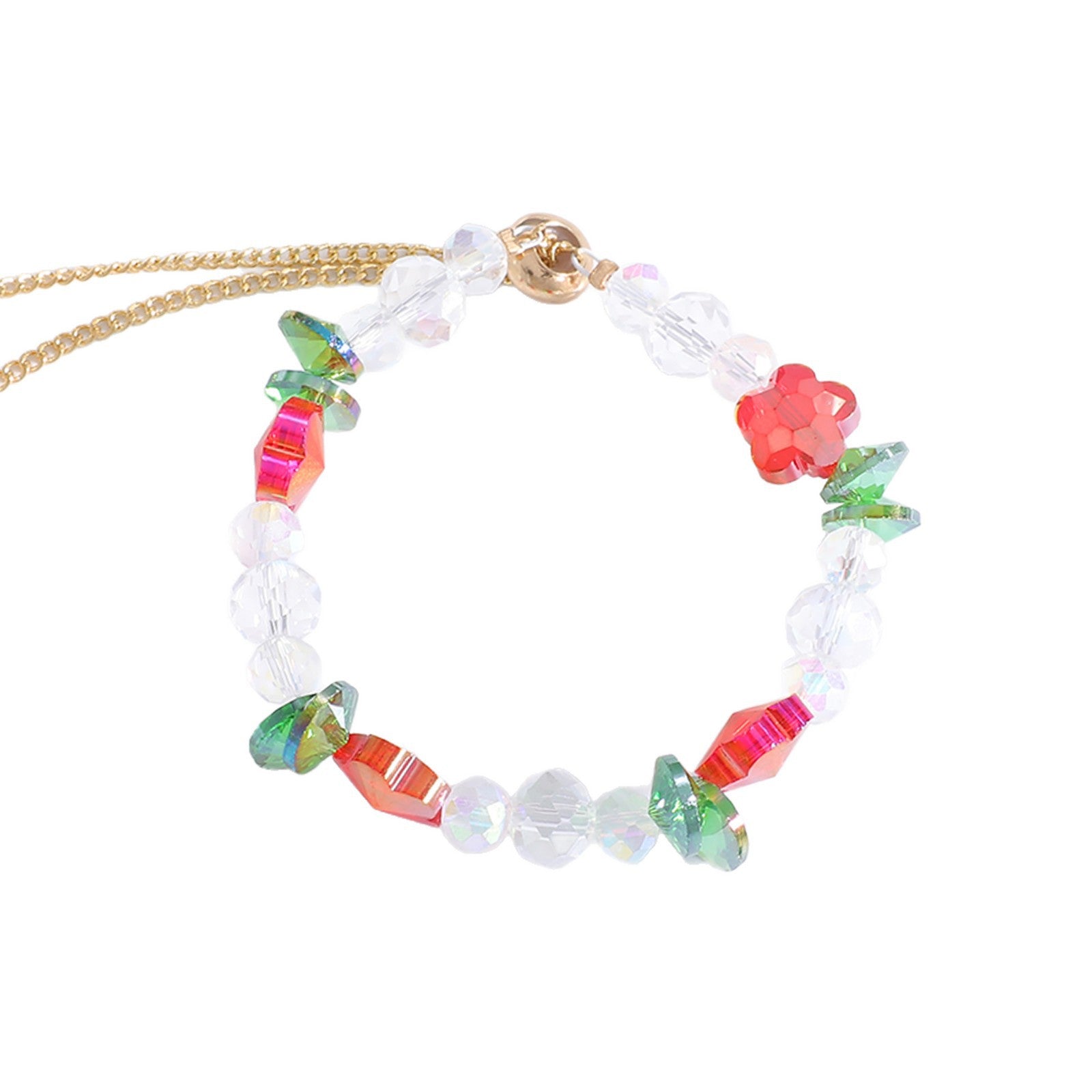 Damen Halskette mit funkelnden Kristallperlen und floralen Akzenten Shop Nory
