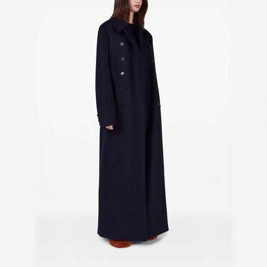 Damen Maximal langer doppelreihiger Wollmantel mit weitem Oversize-Schnitt Shop Nory