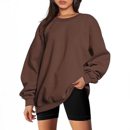 Damen nan extralanger Oversize-Sweatpullover mit Ballonärmeln, geripptem Saum und angerauter Innenseite Shop Nory
