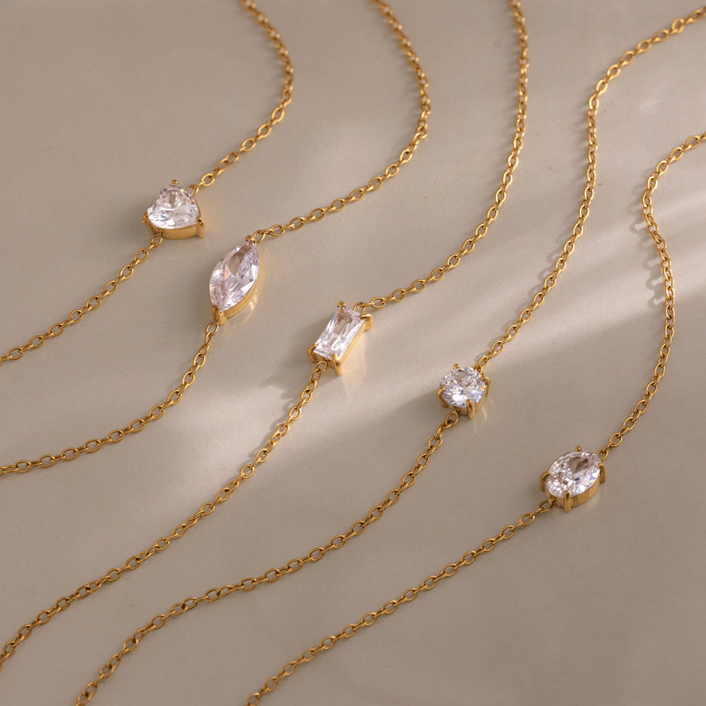 Damen Fußkettchen mit funkelndem Zirkonia und hypoallergenem Edelstahl Shop Nory