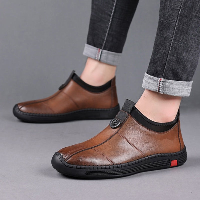 Damen Bequeme Leder Slipper mit elastischem Einstieg Shopnory