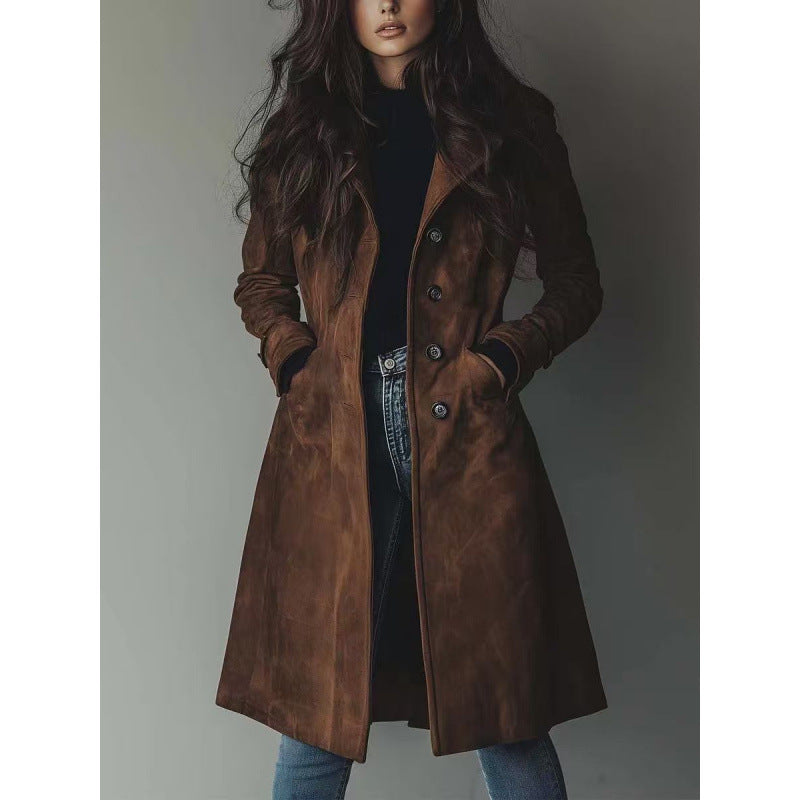 Damen Longline Wollmix-Mantel mit tailliertem Schnitt, Reverskragen und Pattentaschen Shop Nory