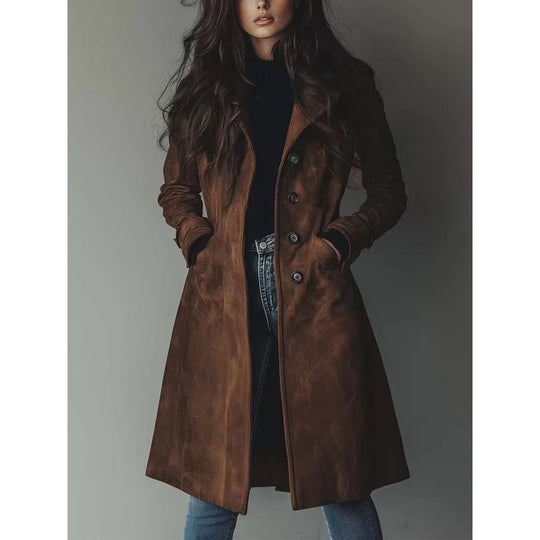 Damen Longline Wollmix-Mantel mit tailliertem Schnitt, Reverskragen und Pattentaschen Shop Nory