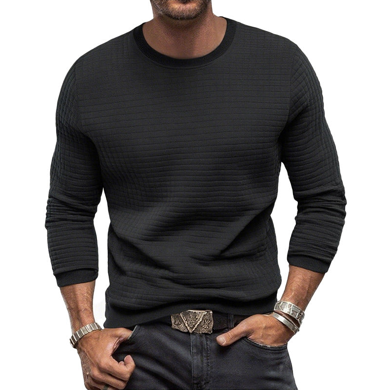 Herren nan strukturiertes Rundhals-Sweatshirt aus gesteppter Baumwollmischung