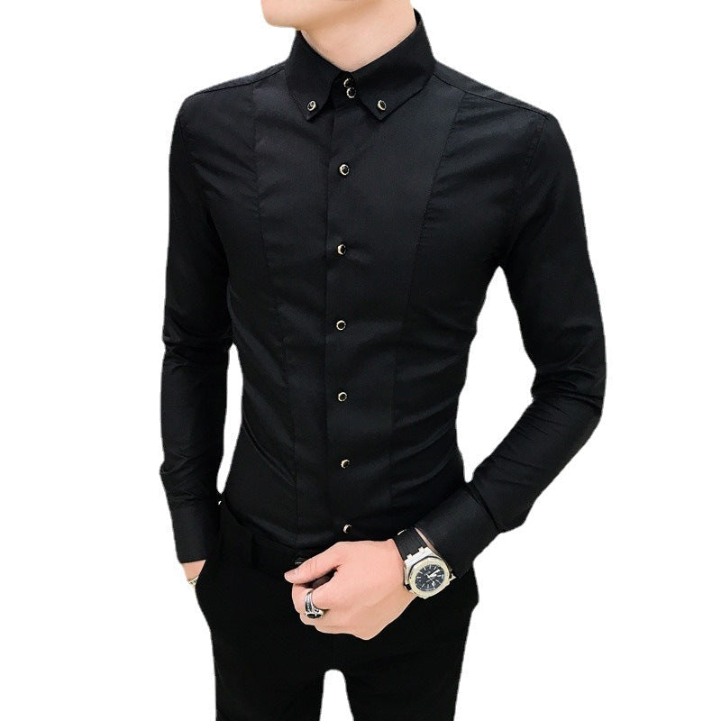 Herren Elegantes Langarmhemd mit feinen Knopfdetails