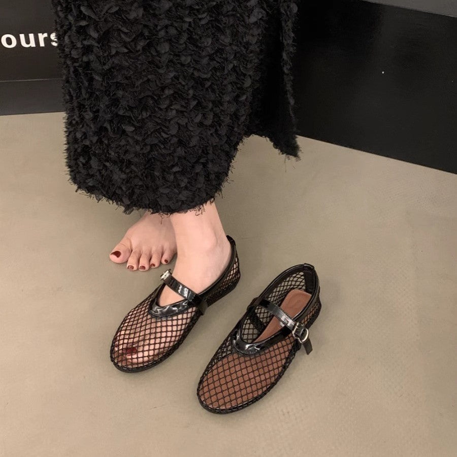 Damen Mesh-Slipper mit verstellbarem Riemen